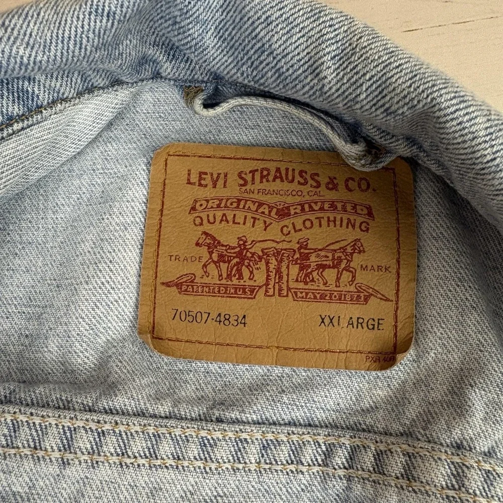 Levi's Denim Bomber Jacket Vintage Mens 2XL Blue Made In USA 70507-4834
